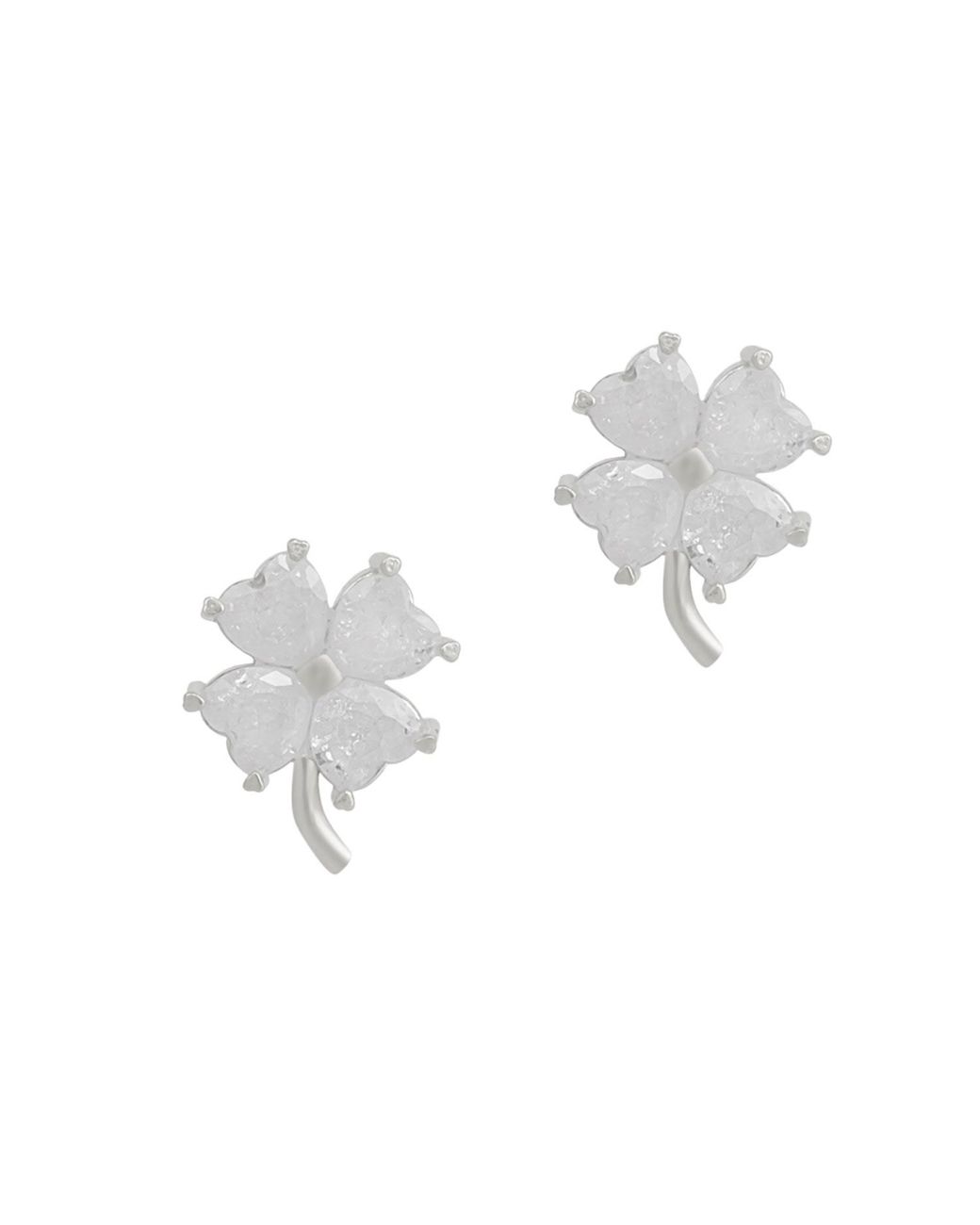Spero London Metallic Four Leaf Clover Sterling Stud Earrings
