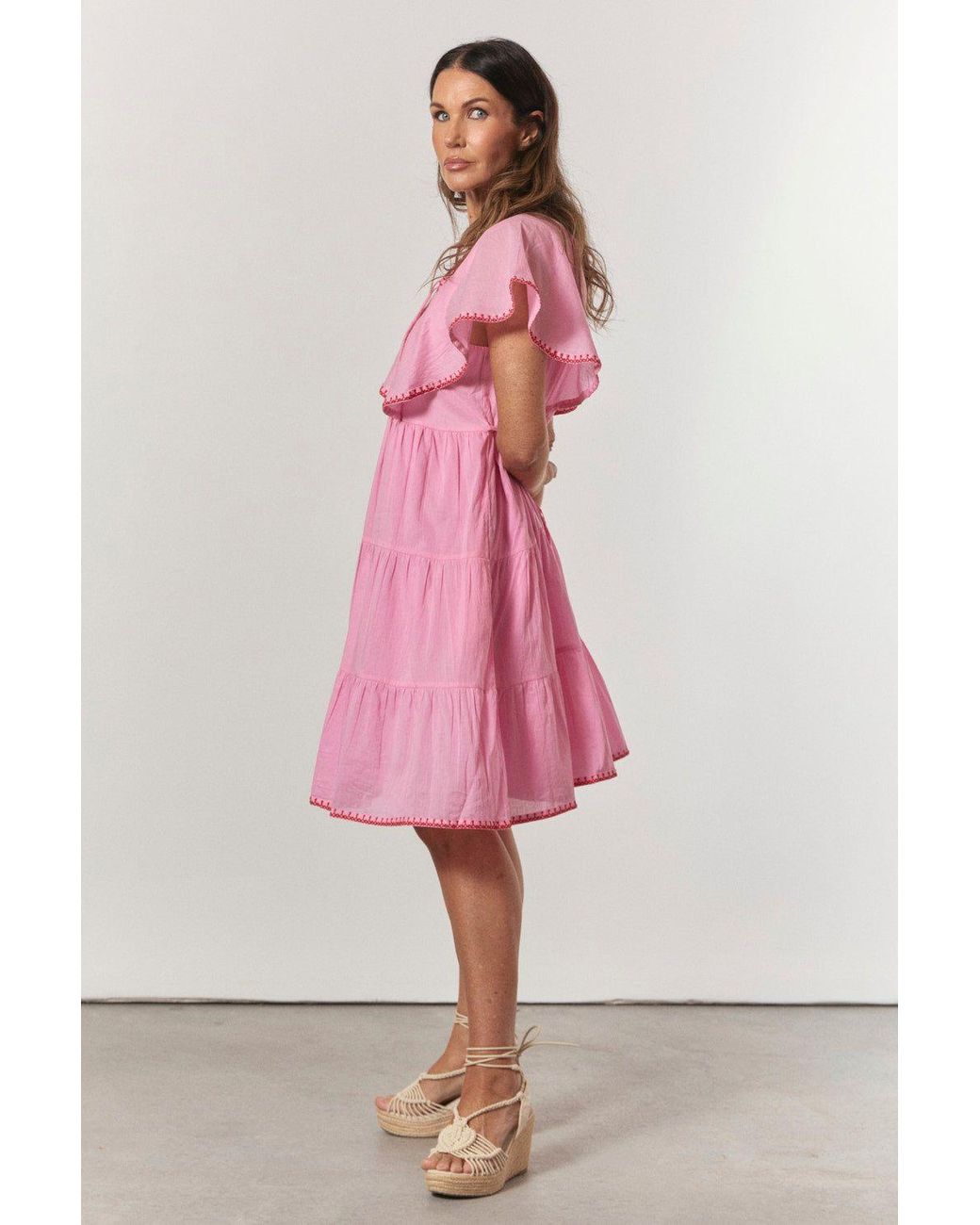 Adrift Clothing Pink Sydney Flutter Short Dress