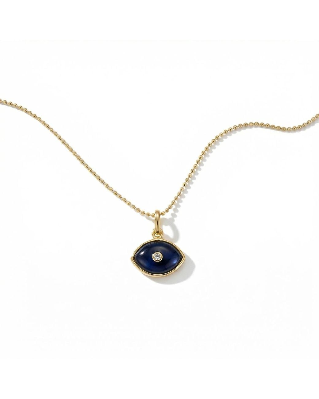 Heather Hawkins Jewelry Metallic Evil Eye Pendant-Filled Ball Chain Necklace