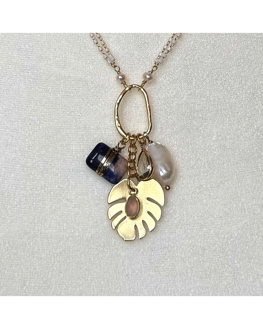Rare Matters Jewelry Metallic Radiance Charm Sodalite Necklace