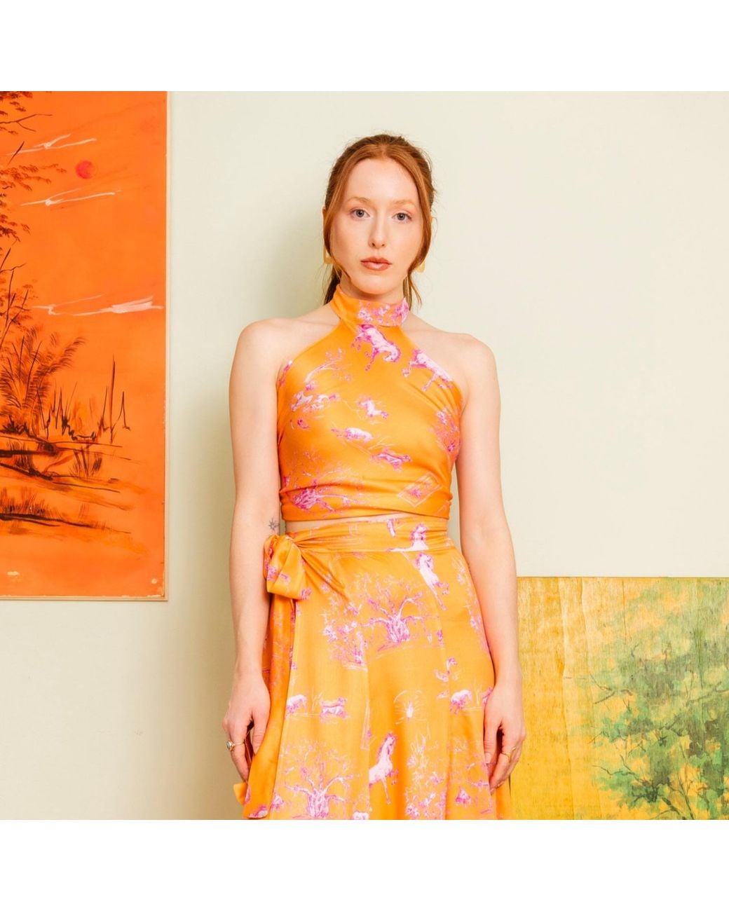 L’orangerie D’isabella Orange Lune Top Toile De Jouy