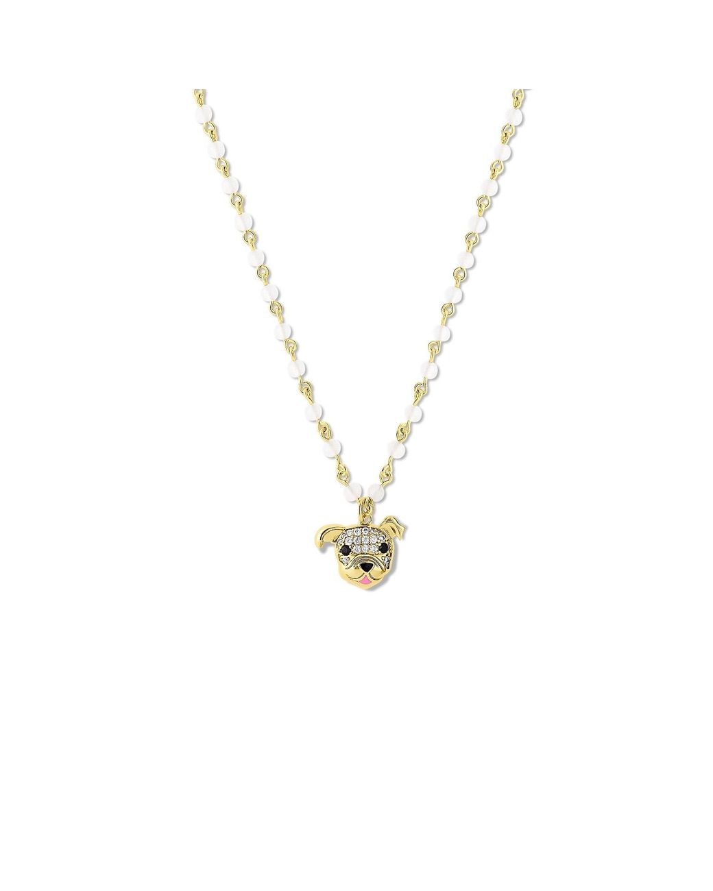 Cloud Haven Metallic Soft Hearted Cz Bulldog Pendant Necklace