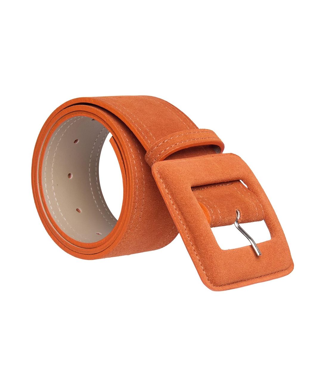 BeltBe Orange Suede Square Buckle Belt