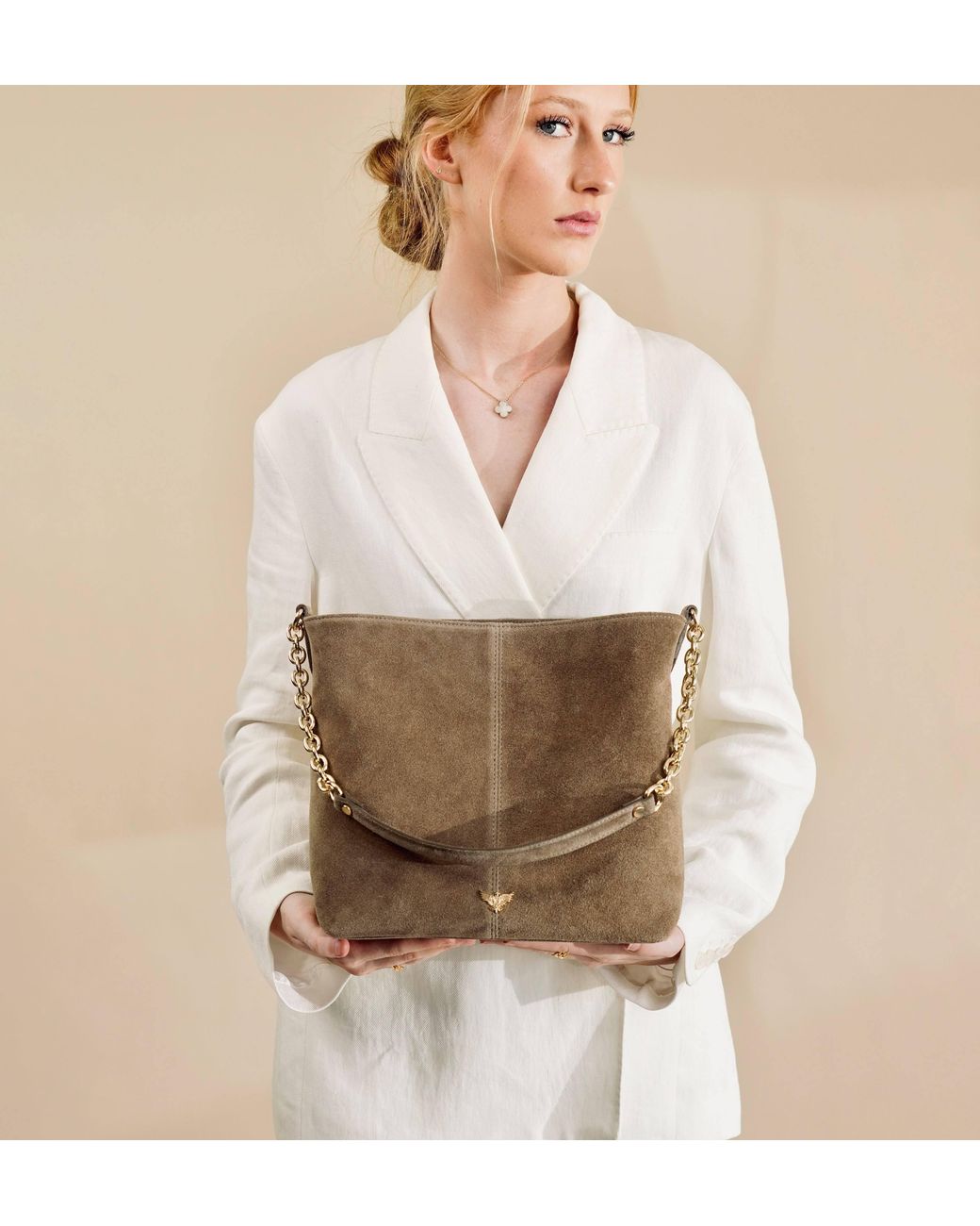 Apatchy London Brown The Izzie Mink Suede Bag