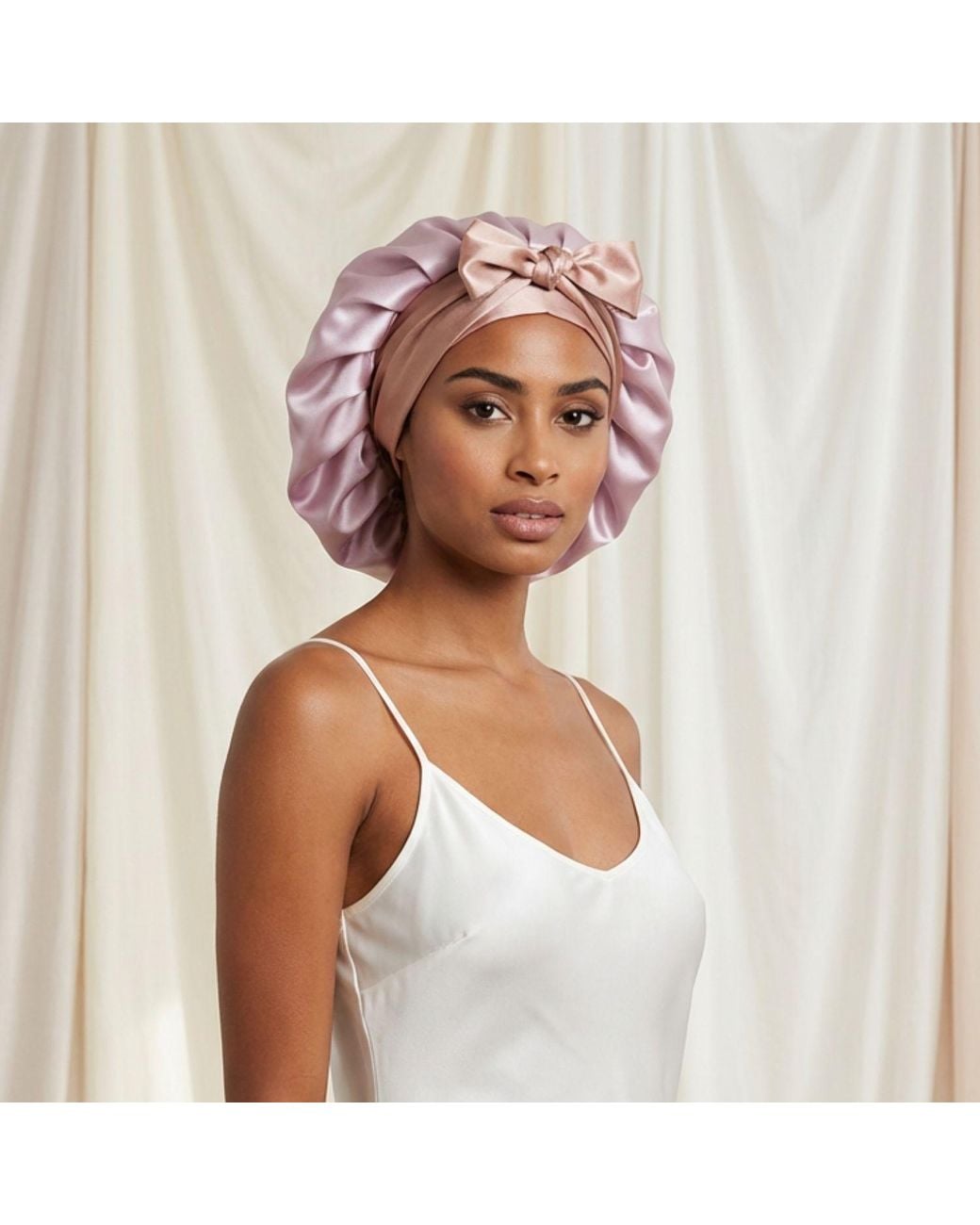 Hi Silk Pink And Adjustable Bonnet With Silk Twill Ties
