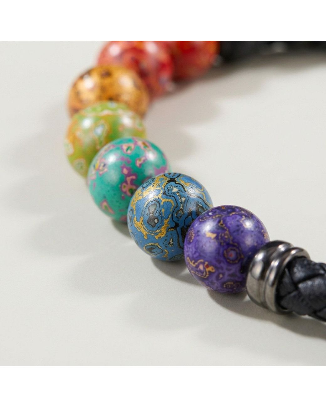 Yieon Black Lacquered Sandalwood Bead & Leather Bracelet