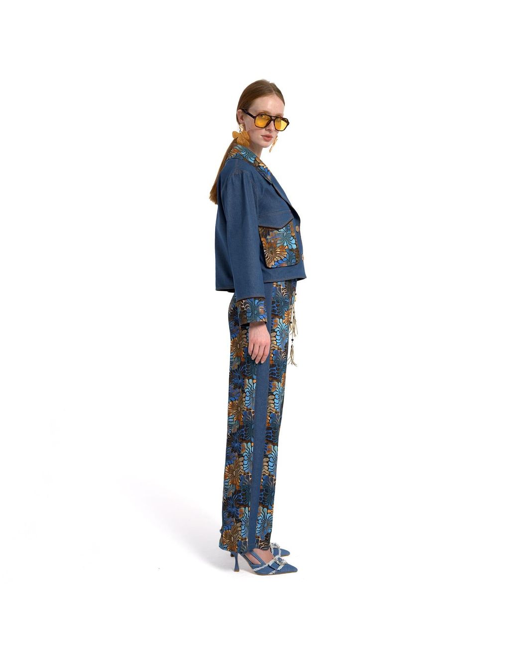 Lalipop Design Blue Cropped Denim Jacket