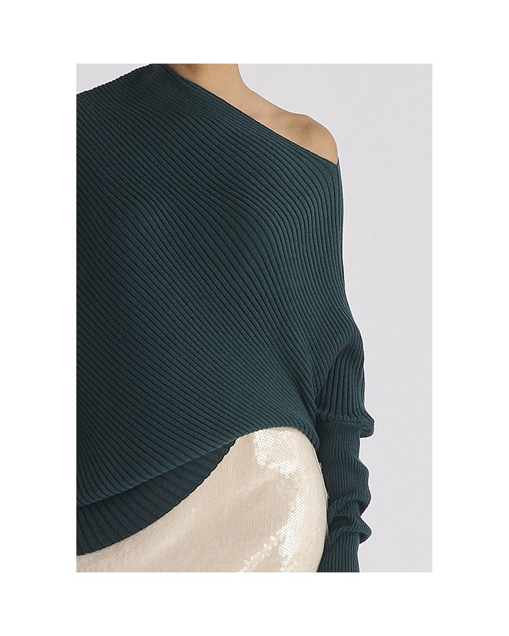 Paisie Green Draped Knitted Jumper