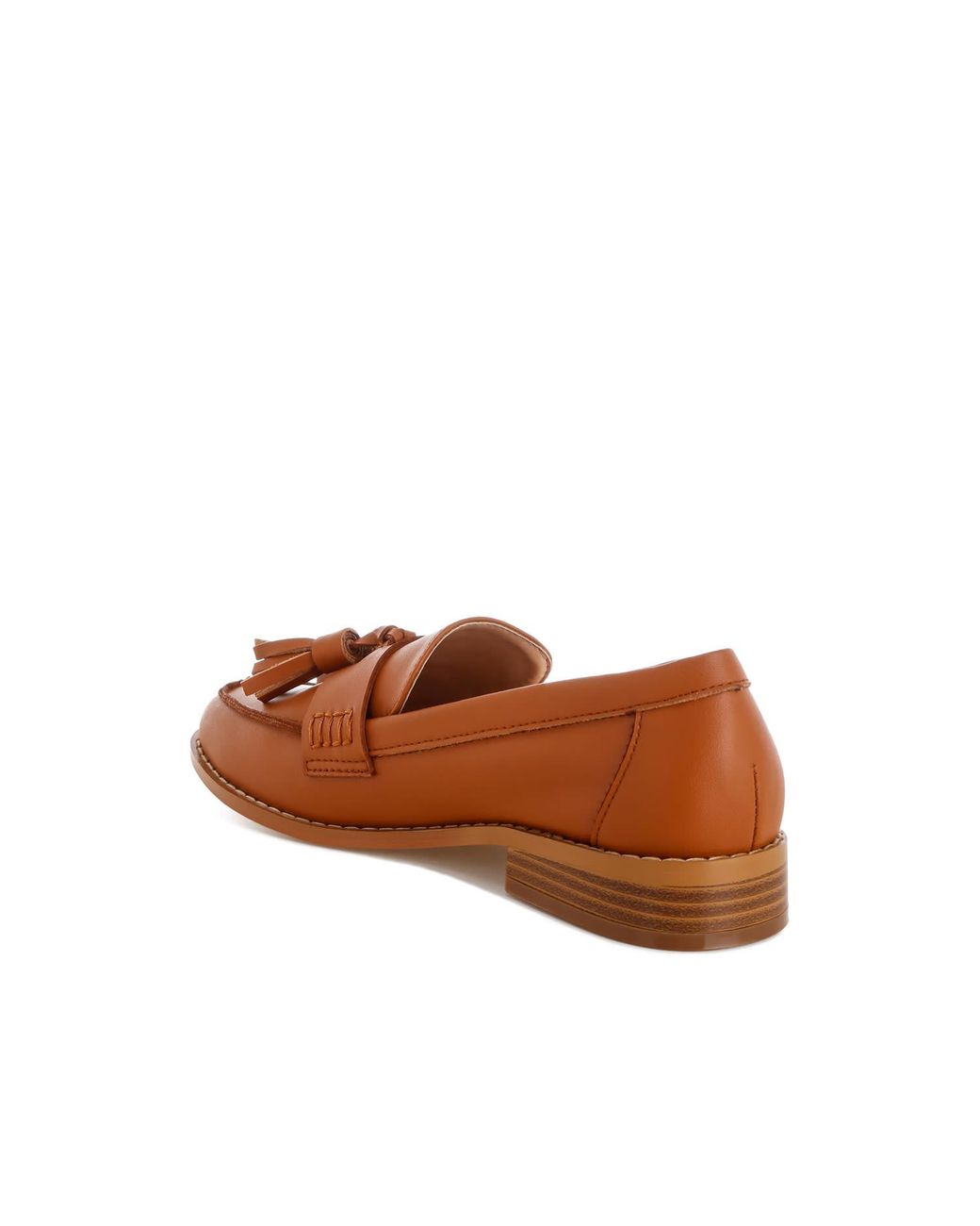 Rag & Co Brown Yelena Real Leather Tassel Loafers