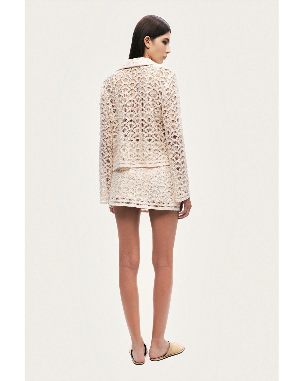 Nocturne Natural High-Waisted Lace Mini Skirt