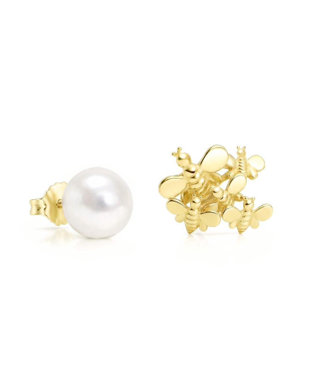 Unaloe Metallic Vermeil Natural Qeen Pearl Stud Earrings – Luxury Contemporary Designer Jewelry