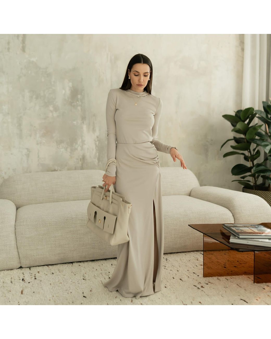 Mandragora Pink Neutrals Ribbed Viscose Hoodie Top