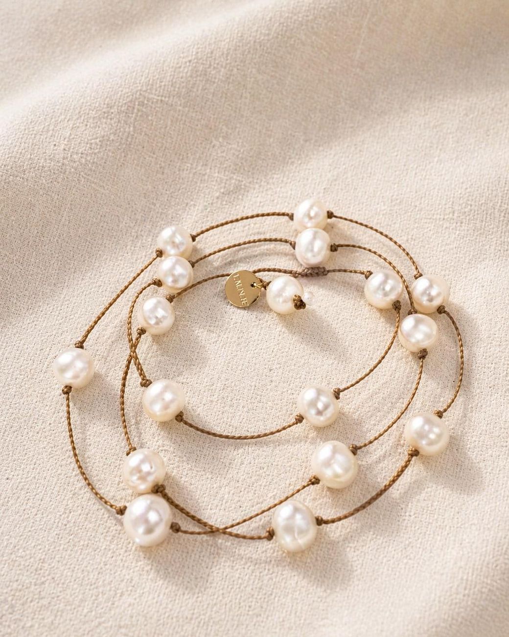 Lalinde Metallic Neutrals Pearl Wrap Necklace