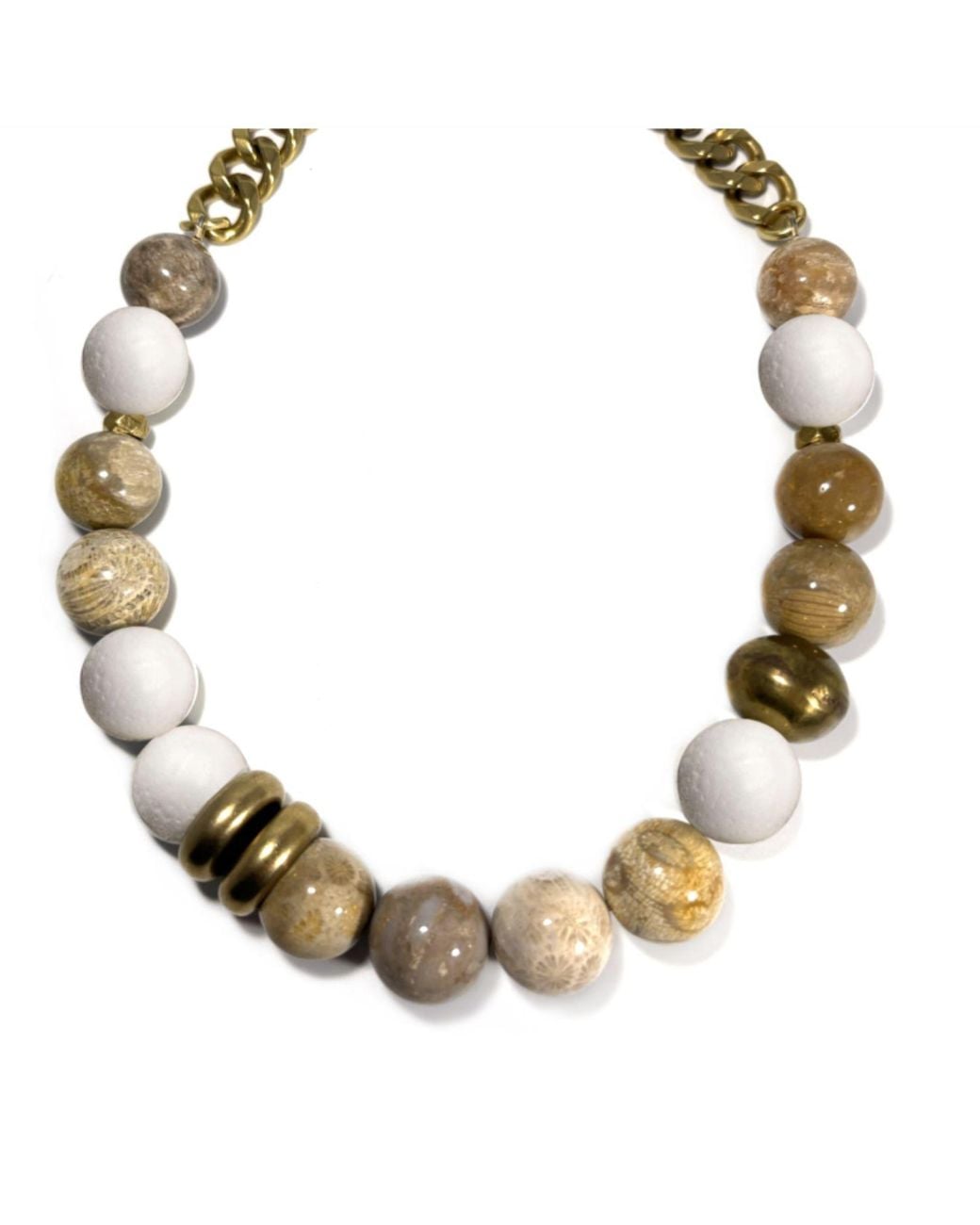 Rachel Nathan Metallic Neutrals Sponge & Fossil Coral Necklace