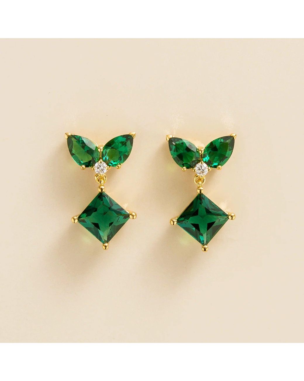 Juvetti Green Amore Earrings Emerald & Diamond
