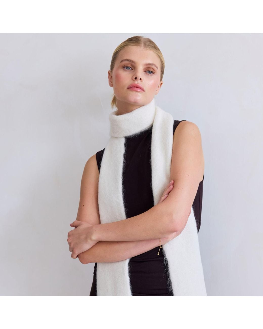 Arctic Fox & Co. White The Alpaca Skinny Scarf