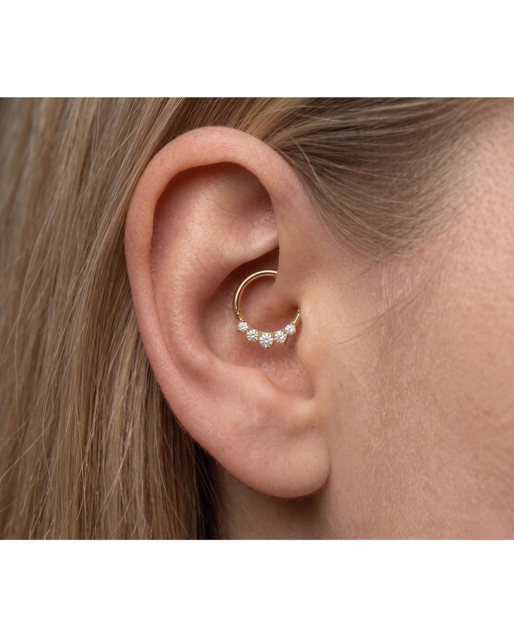 Zahav Jewelry Metallic 10K Solid 16G 8Mm Or 10Mm Cz Clicker Hoop