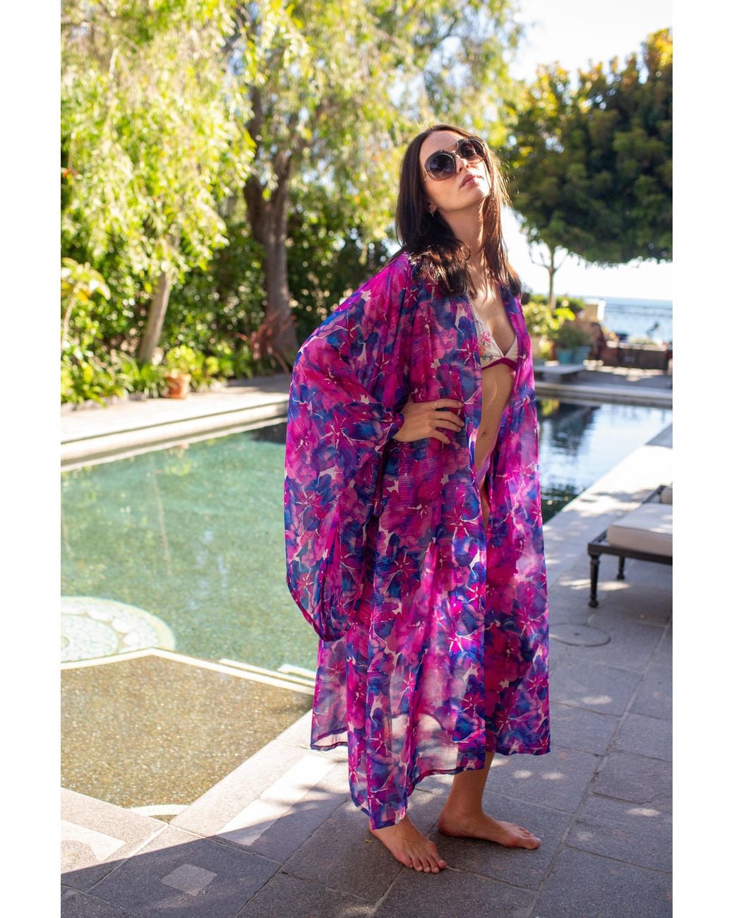 Jennafer Grace Purple Cassandre Watercolor Kimono