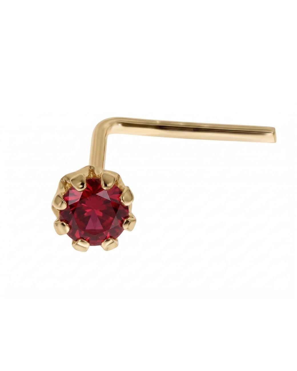 Zahav Jewelry Green 14K Solid 24G 1.5Mm Mint Cz L-Shape Nose Stud