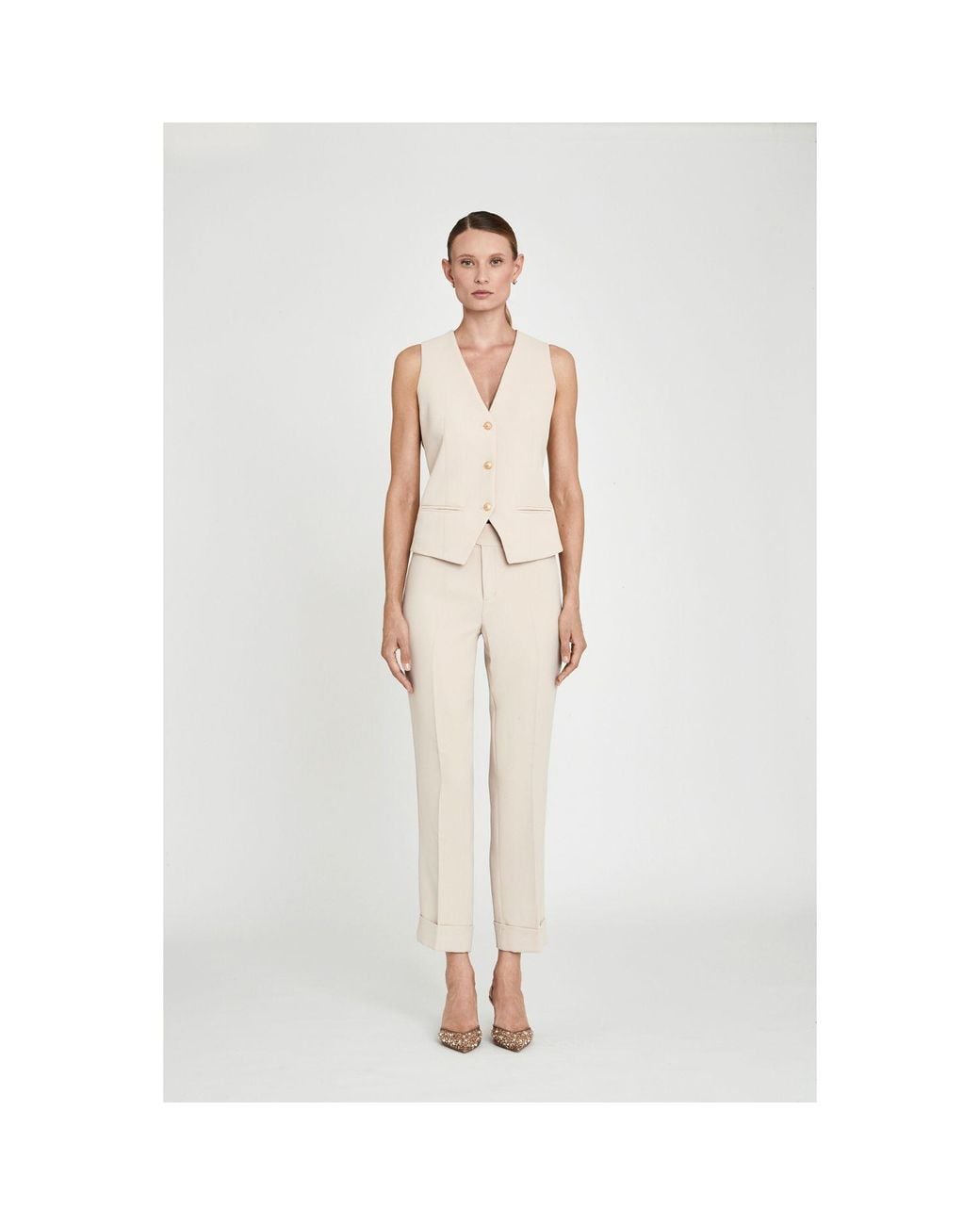 The Extreme Collection Brown Neutrals Tailored Vest Atelier