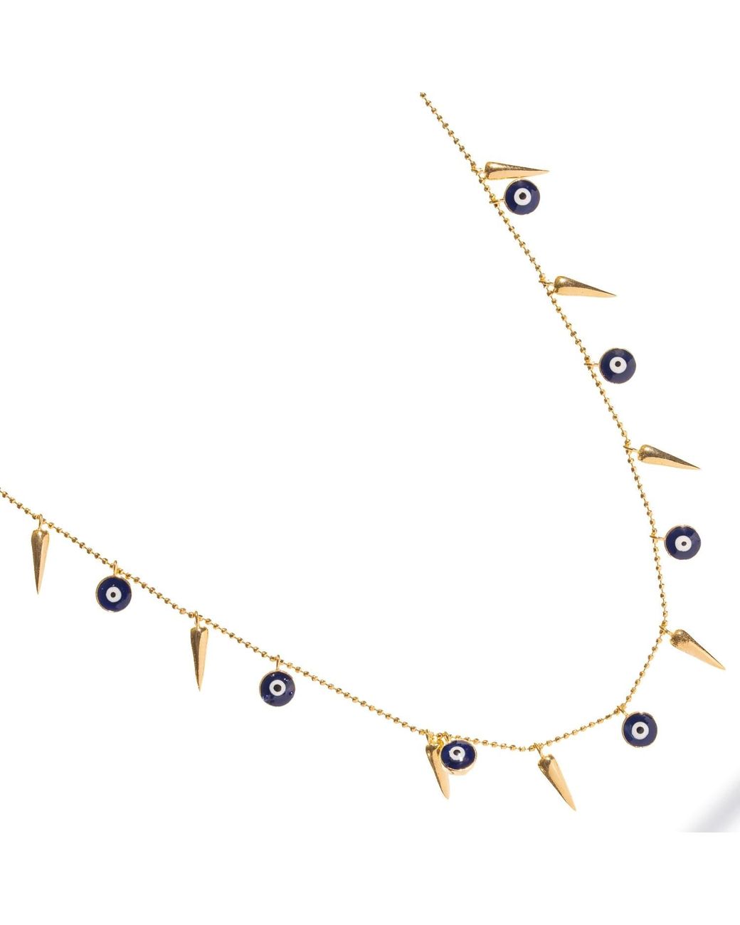 Ebru Jewelry Metallic Evil Eye & Spike Charm Necklace