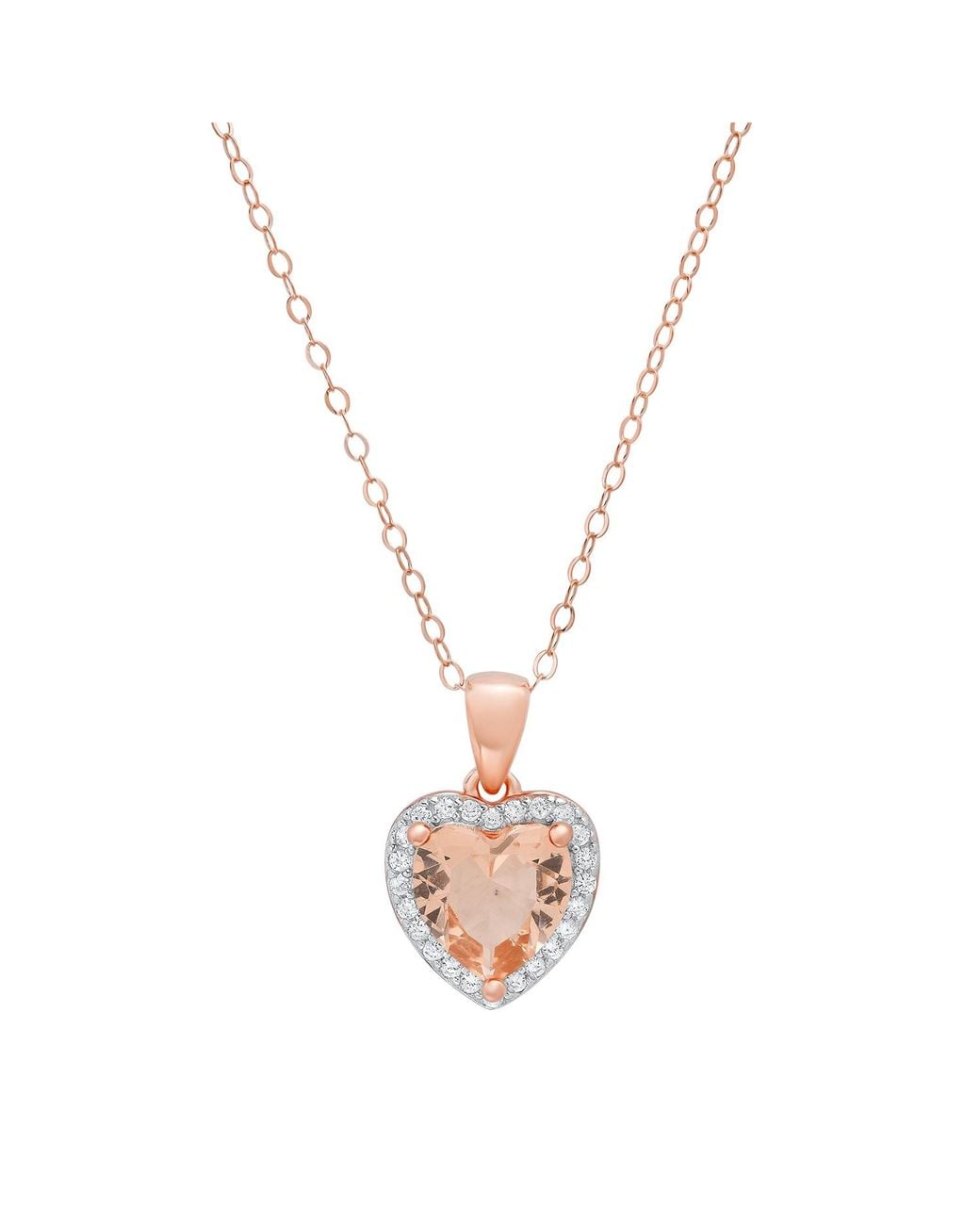 Kylie Harper Metallic Heart-Cut Morganite Halo Pendant Necklace