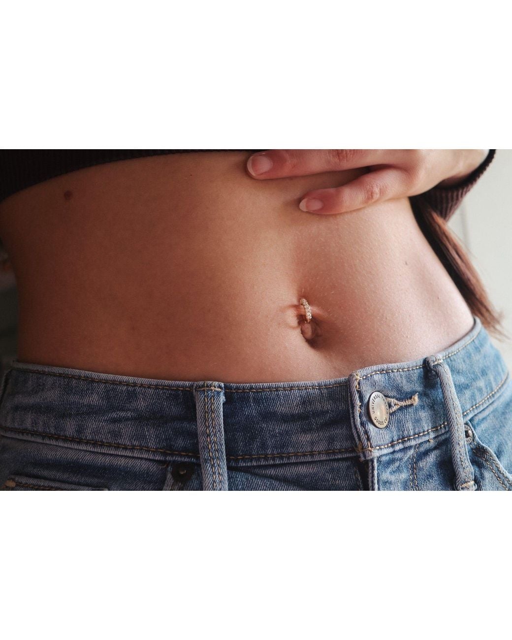 Zahav Jewelry Metallic 14K Solid 14G 10Mm Cz Clicker Belly Hoop