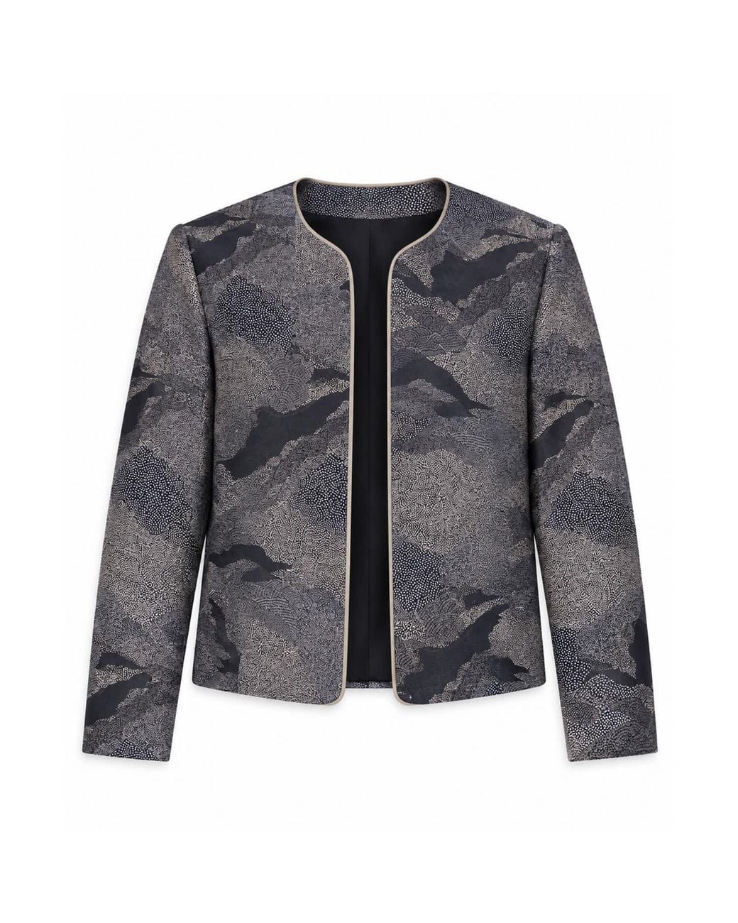 Stovaria Gray Midnight Pure Silk Lightweight Statement Jacket