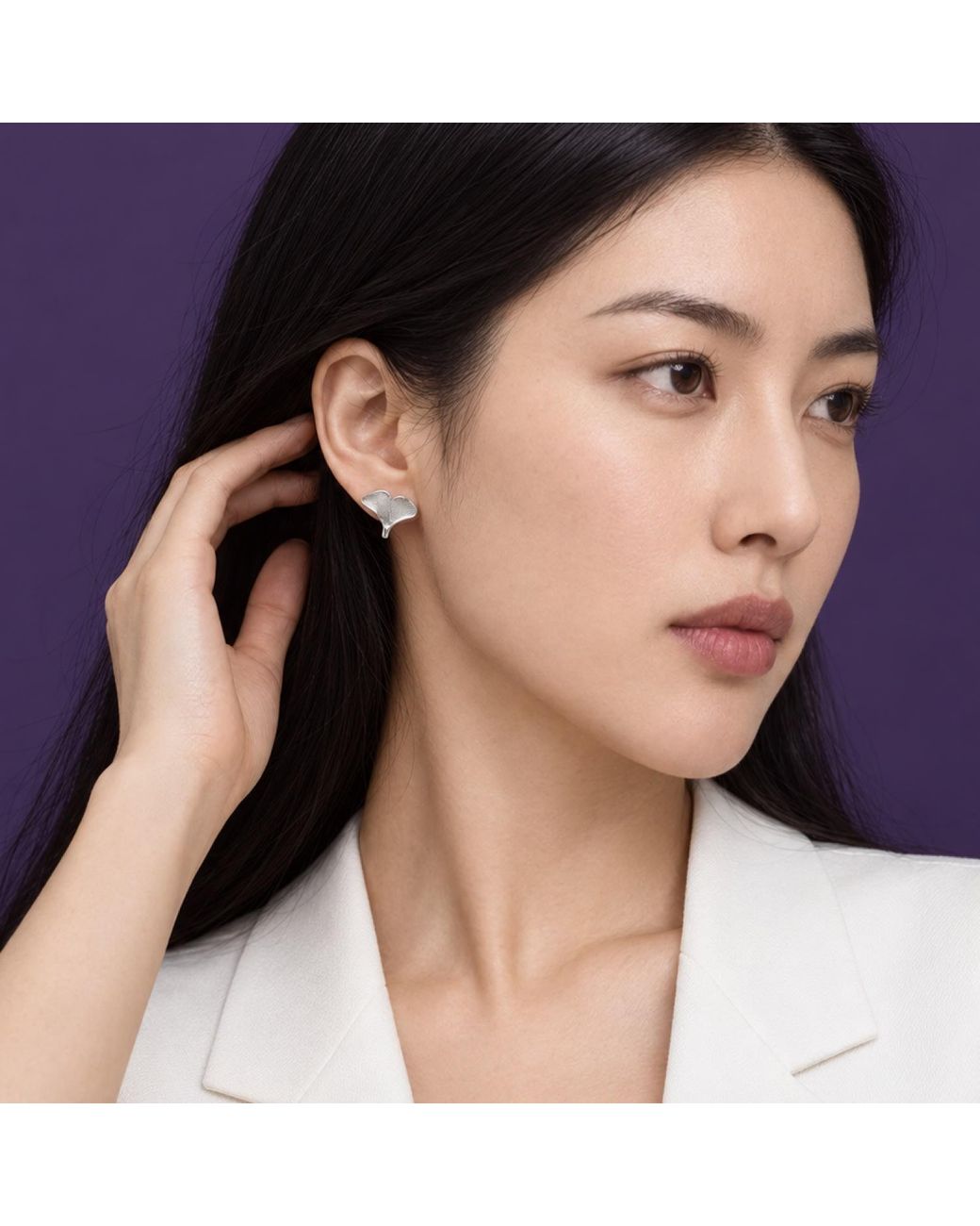 Yieon Gray Ginkgo Fine Filigree Stud Earrings