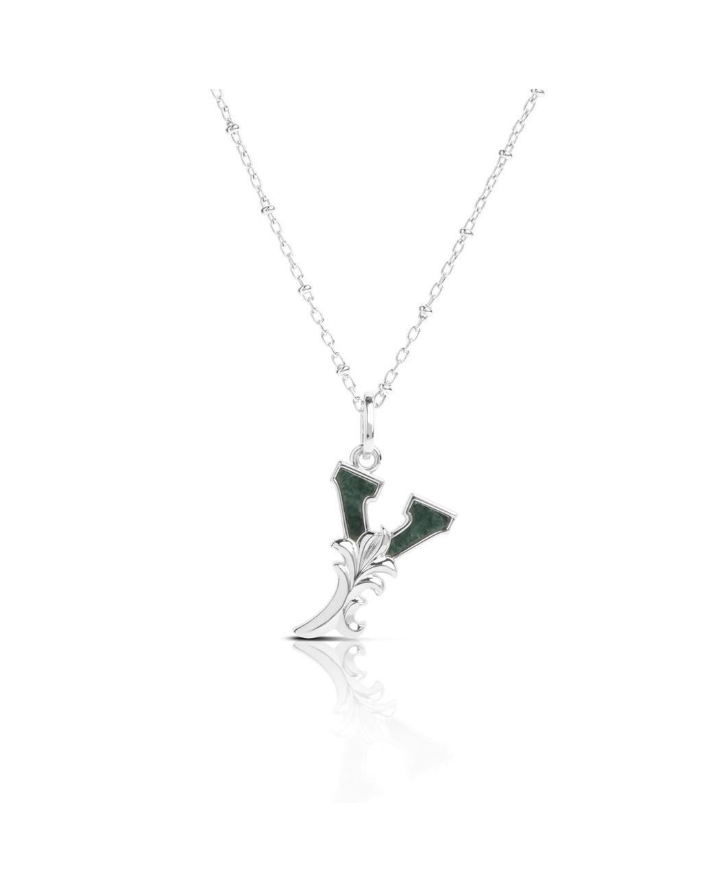 Kasun Metallic Solid Y Initial Necklace With Marble