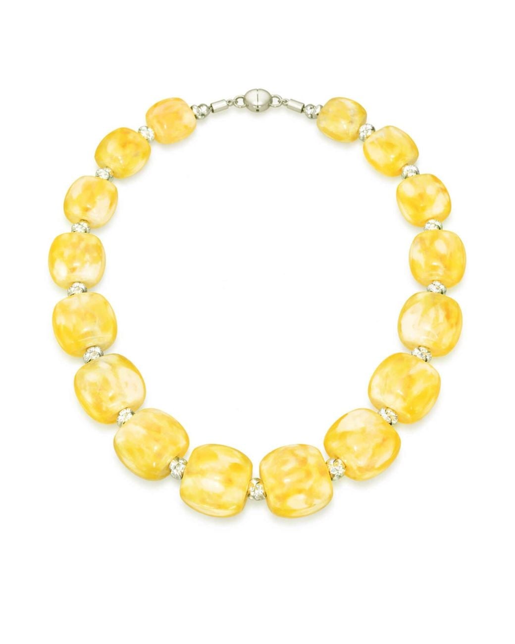 Gold & Honey Yellow Beaded Lucite Necklace For Brunch