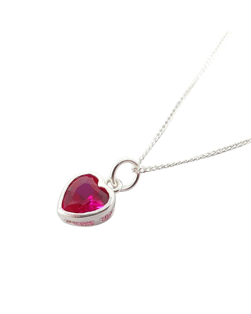 Harfi Pink Mini Heart Ruby July Birthstone Necklace