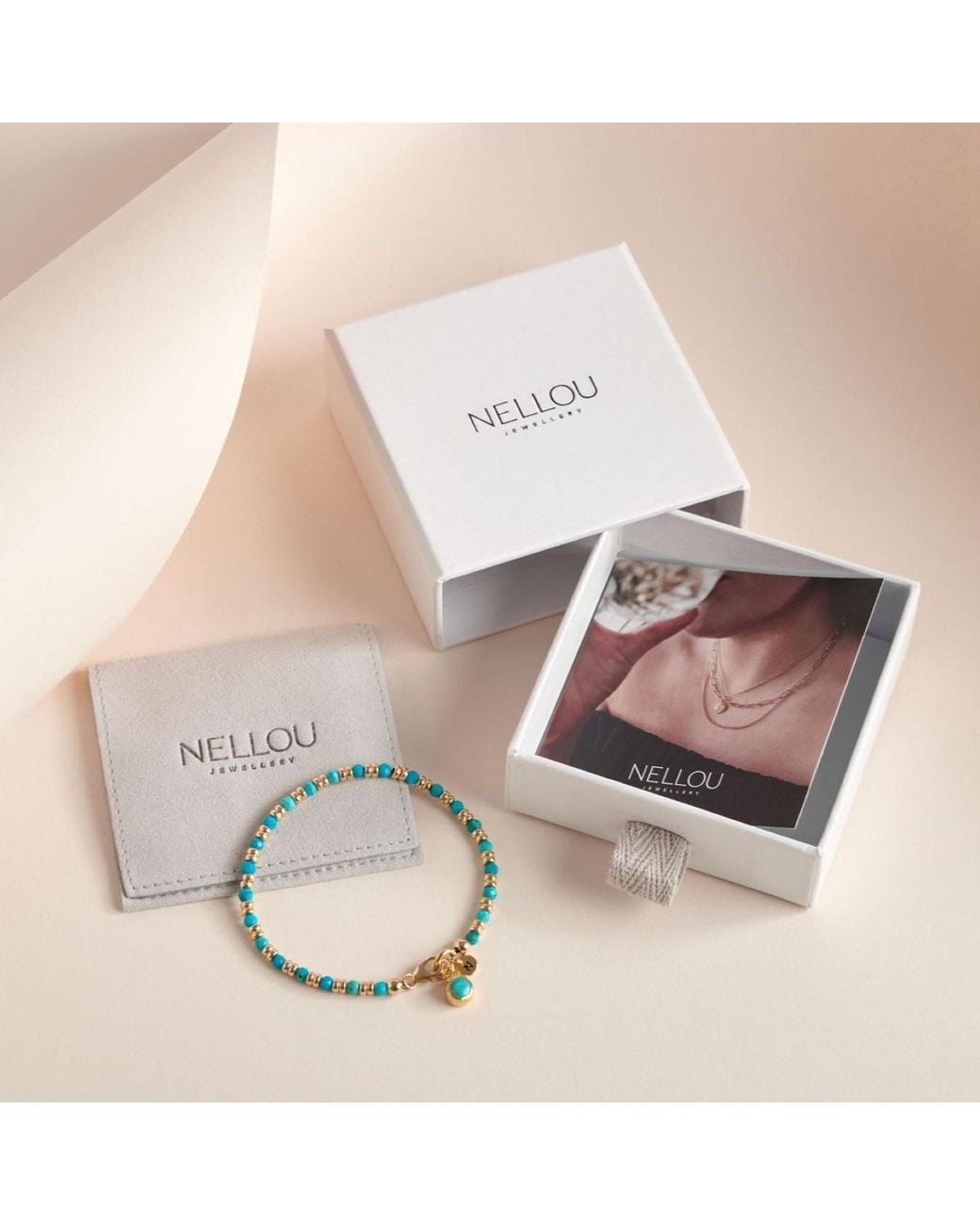 Nellou Jewellery Metallic Jewel Bead October Birthstone Necklace Plated Sterling