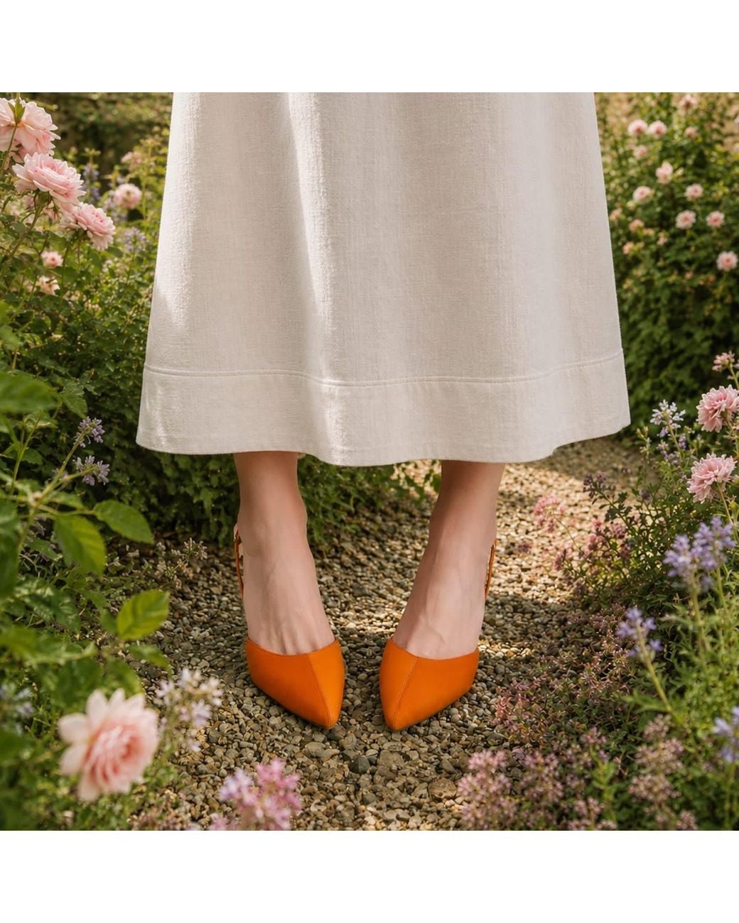 Rosamund Muir London Orange Augusta Duo-Texture Slingback Heels