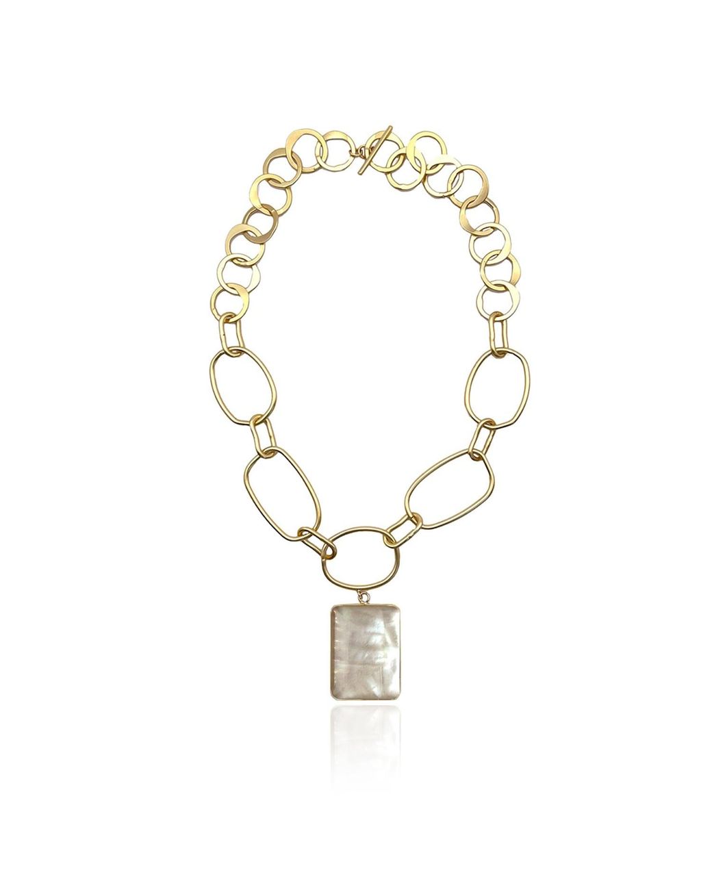 Rare Matters Jewelry Metallic Mother Of Pearl Statement Necklace