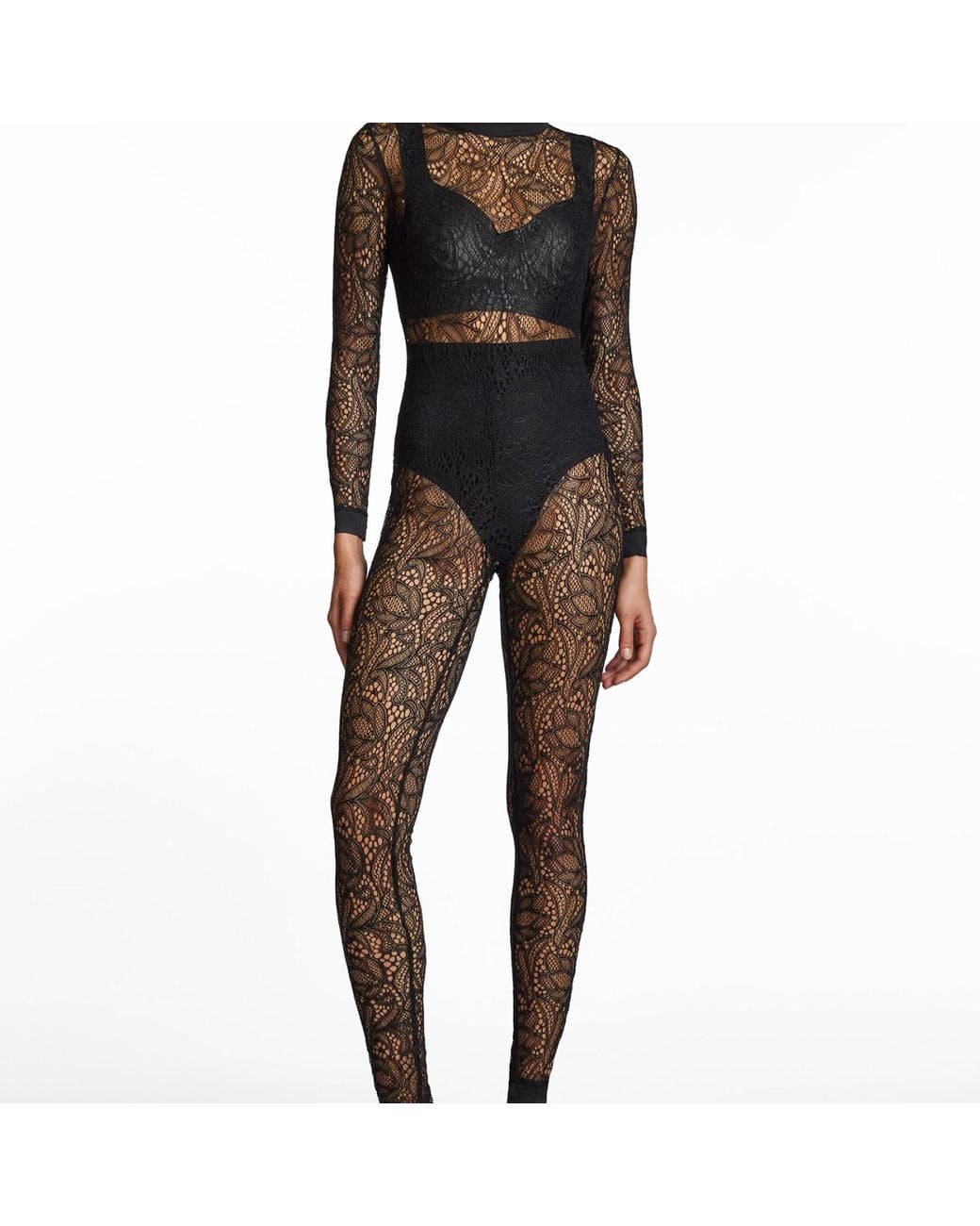 Monique Singh Black Lace Catsuit