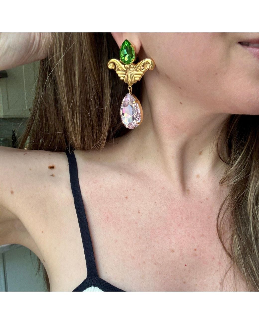Laura Gray Green Large & Tear Drop Post Earrings