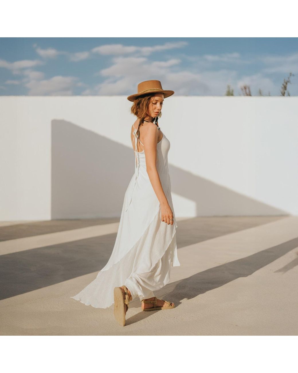 Zhenabia White Aria Blouse Asymmetrical Cut Boho Summer Top