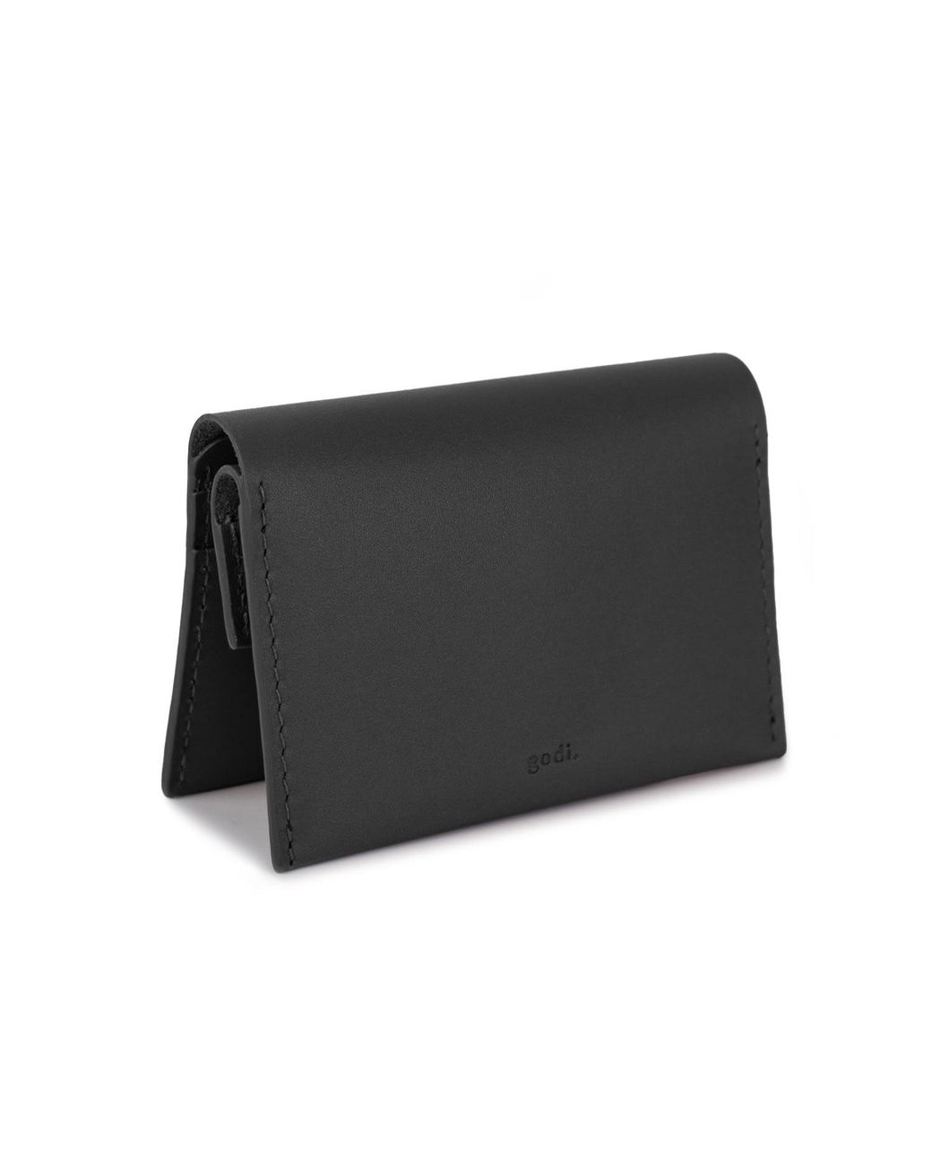 godi. Black Handmade Leather Coin & Card Wallet for men