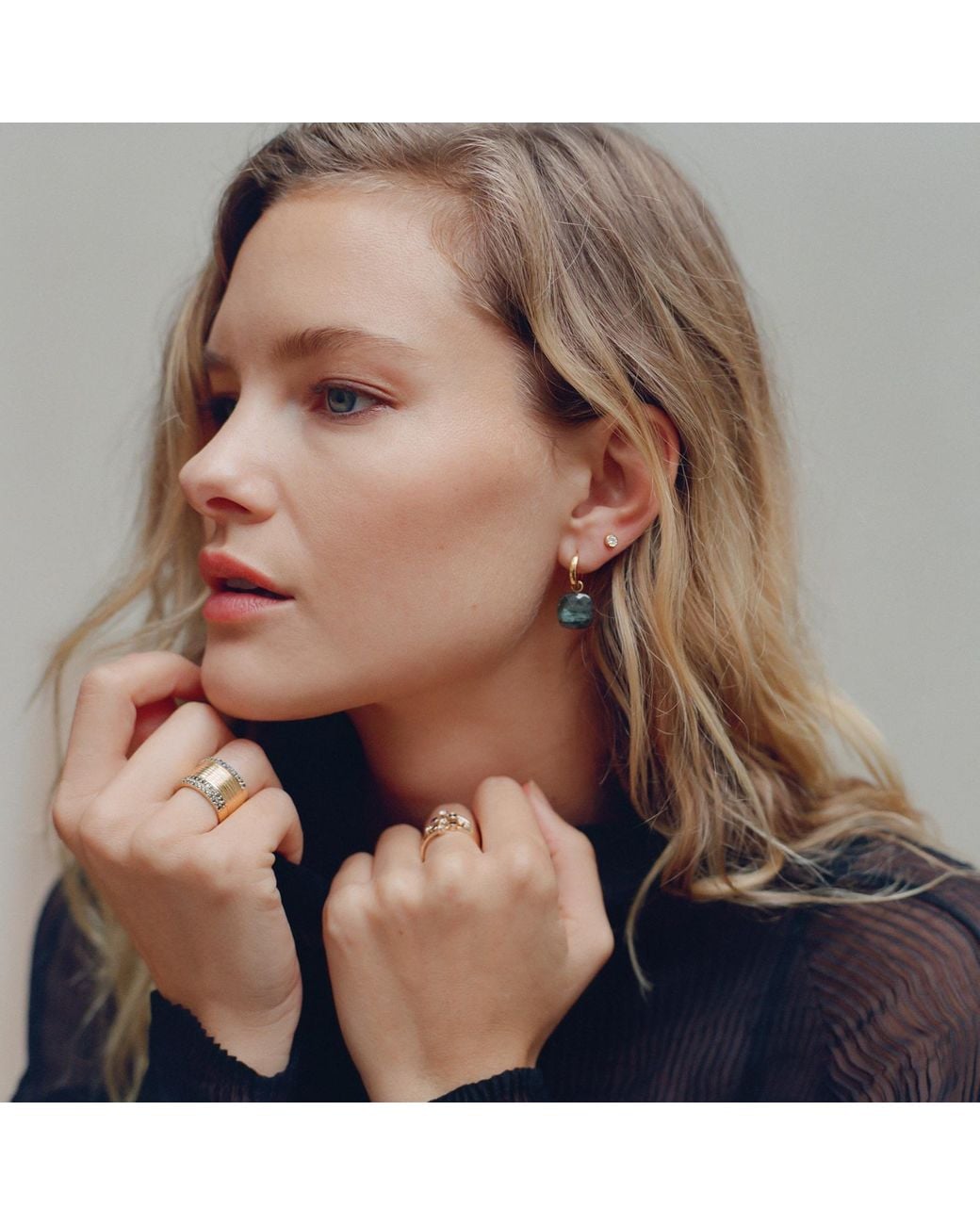 Preeti Sandhu Green 18K Plated Hoops