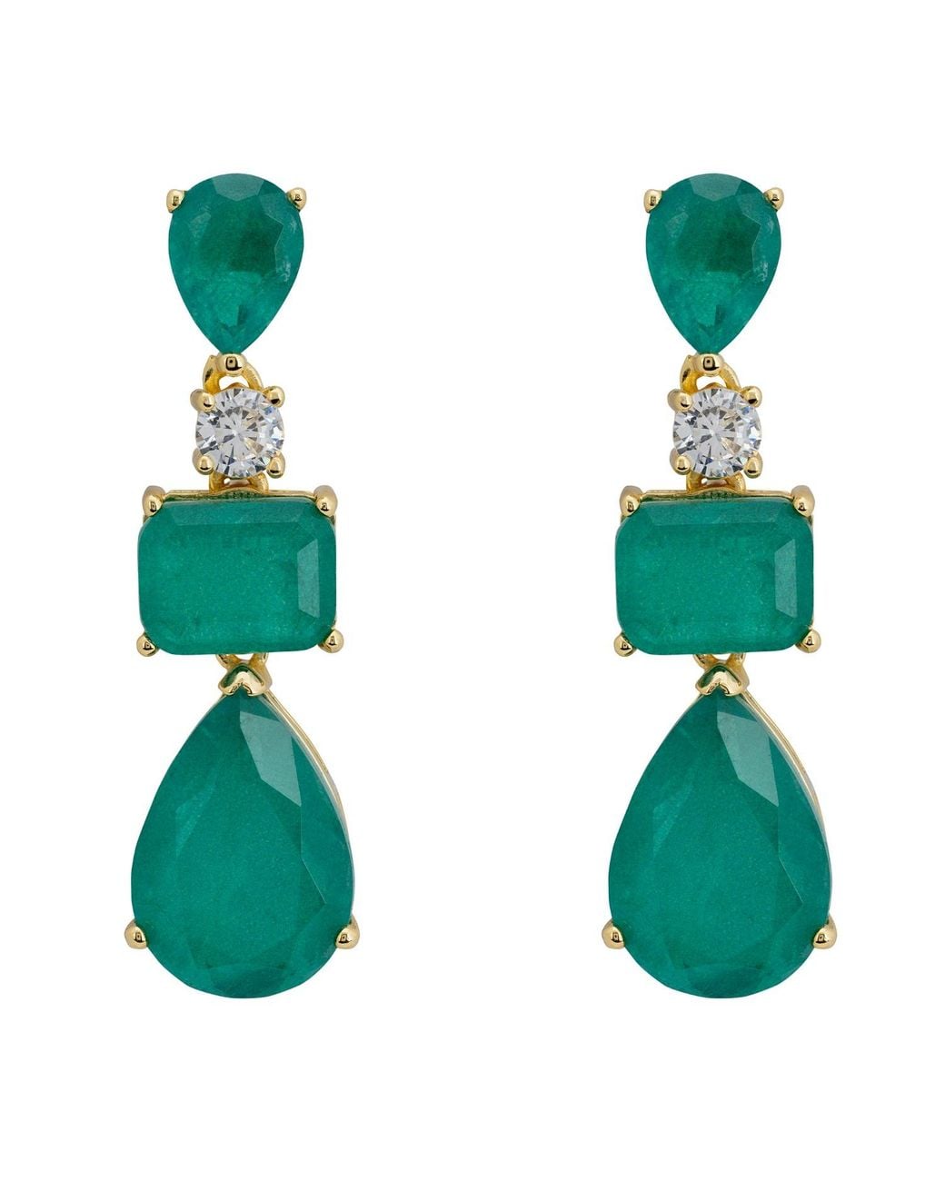Latelita London Green Valentina Drop Earrings Colombian Emerald