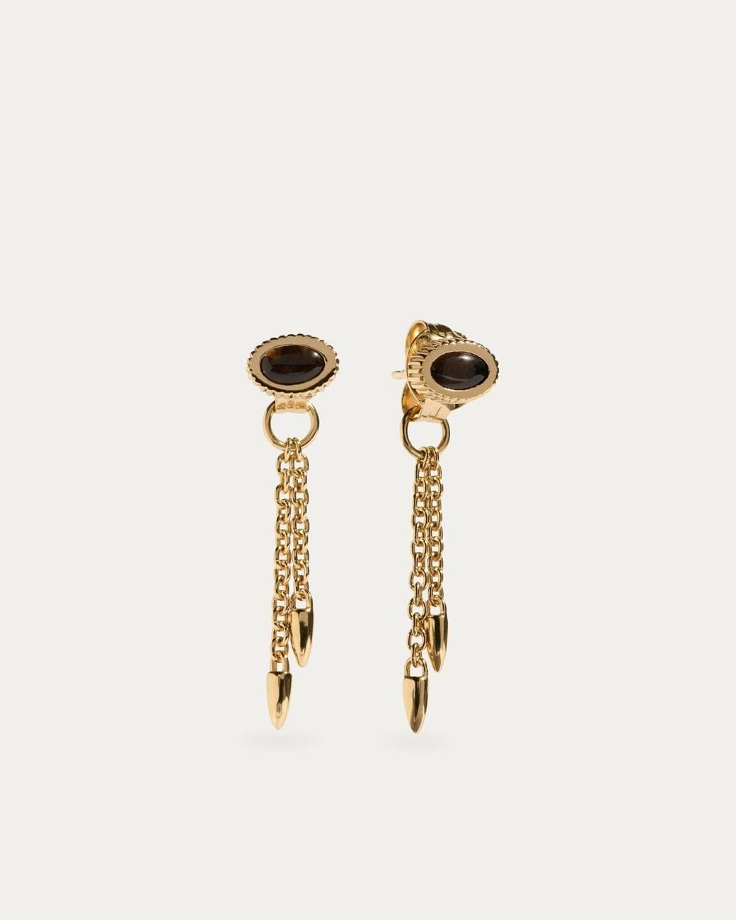 Stone Fruit Metallic Bolo Chain Earrings
