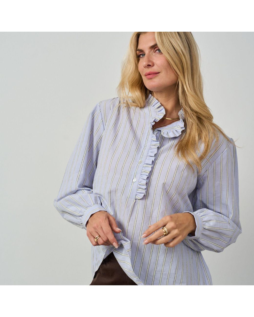 Luella Fashion Blue Kinross Cotton Blouse & Stripes