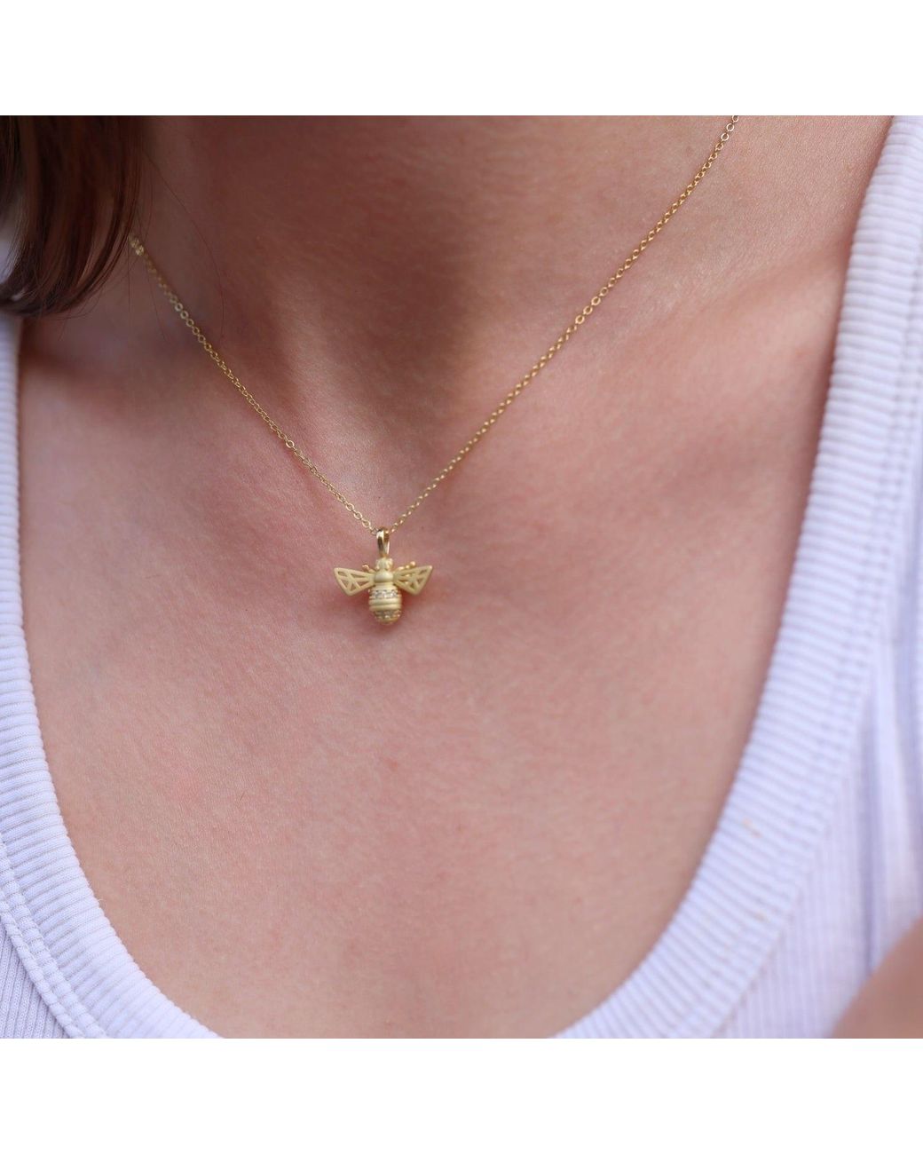 Spero London Metallic Matte Bumble Bee Sterling Necklace