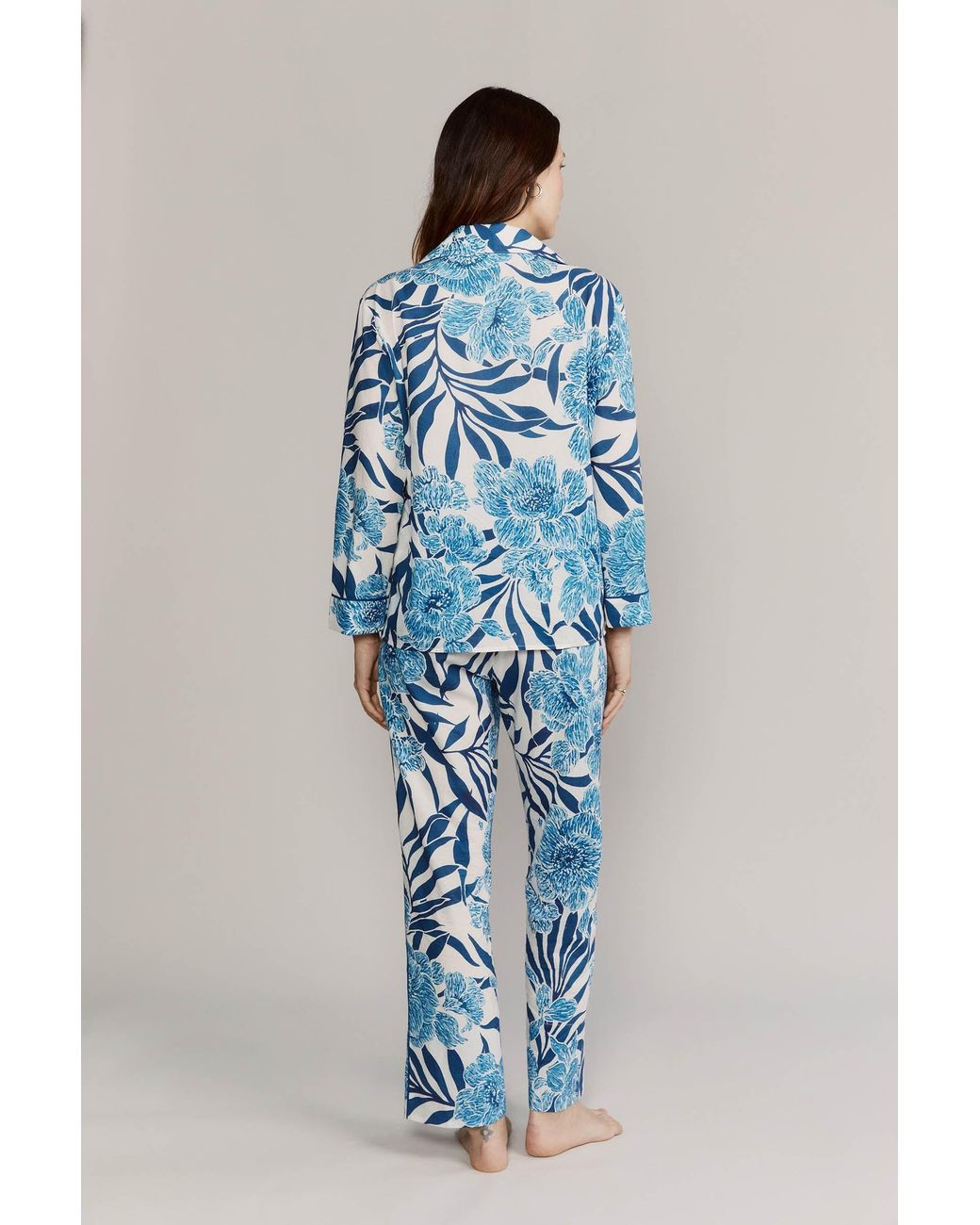 Kato Blue Broad Beach Capri Cotton Pajamas