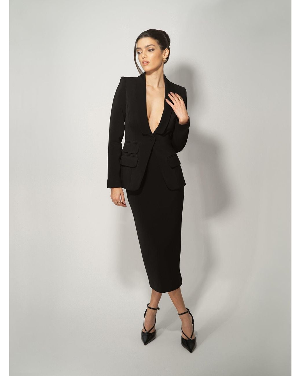 Tia Dorraine Black Vision Tailored Blazer & Skirt Suit
