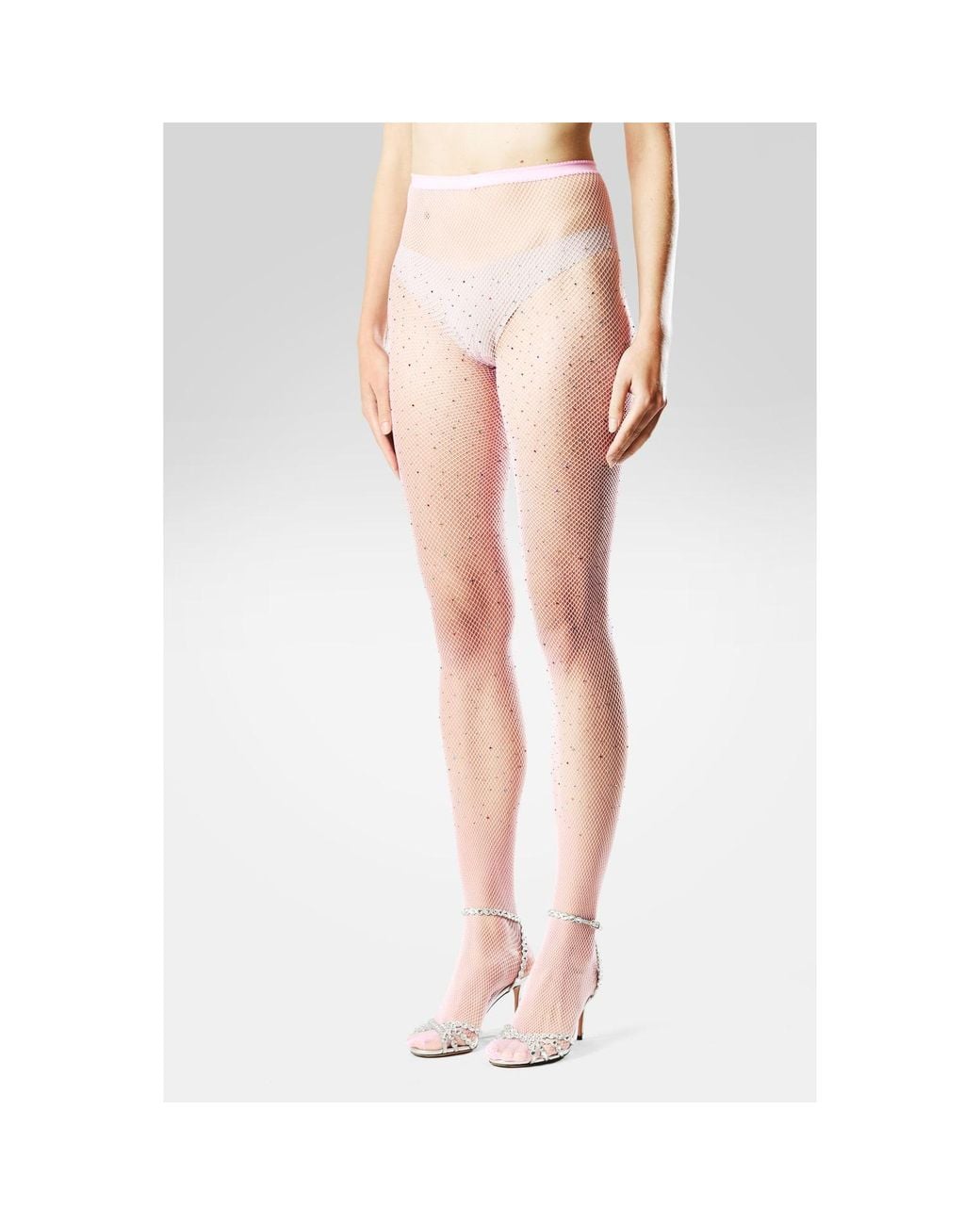 Songs of Siren Pink Crystals Fishnet Tights Powder