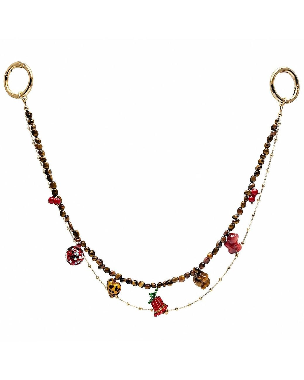 Farra Brown Christmas Theme Tiger-Eye Stone Bag Charm