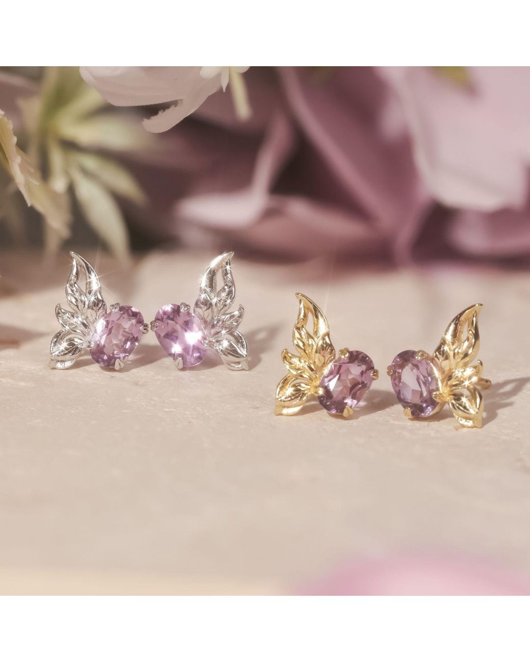 Azura Jewelry New York Pink Sylphae Fairie Amethyst Earrings Vermeil