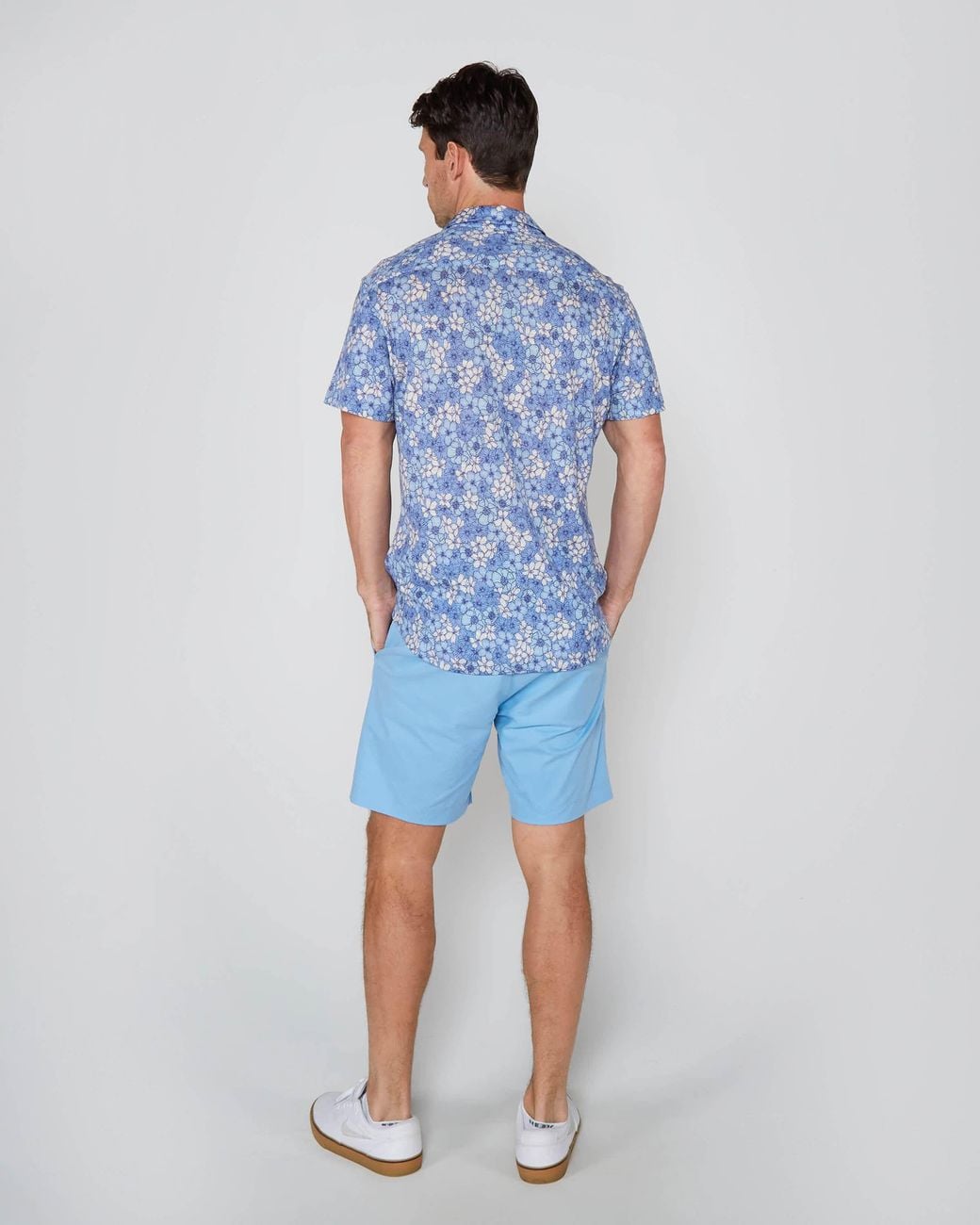 Lords of Harlech Blue Tyler Dense Floral Short Sleeve Shirt for men